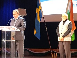 Swedish Prime Minister Lofven addressing the Indian diaspora