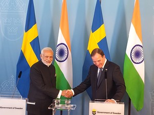 Modi and Lofven after the Press Statements 