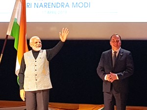 Modi and Lofven_ at the Indian diaspora programme